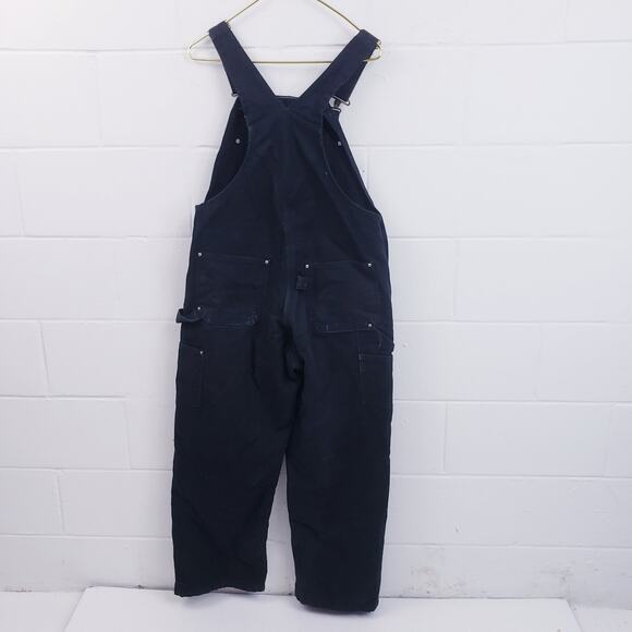 Carhartt Overalls Mens 36x30 Black Bib Double Knee Insulated R02 BLK - Picture 2 of 11